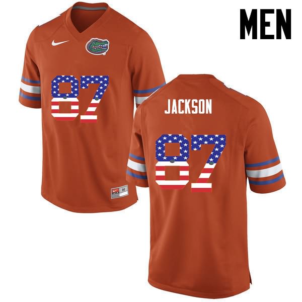 Men's NCAA Florida Gators Kalif Jackson #87 Stitched Authentic USA Flag Fashion Nike Orange College Football Jersey DOI6265FJ